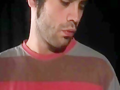 Hairy dude masturbating his gay jizzster