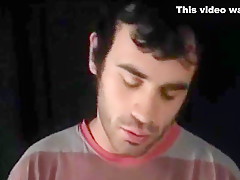 Hairy dude masturbating his gay jizzster