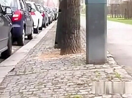 Half Naked Brunette Pissing Behind A Building