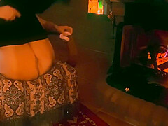 Halloween Doggy Blowjob & Double Joy Satisfyer Near Fireplace - Dildo Ride