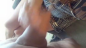 Handjob and cum on feet in high heels