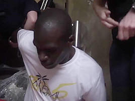 Handsome uniformed babes fuck with a hung criminal thug