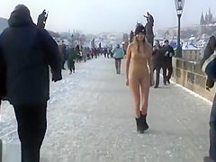 Holly freezing her tits off in Prague 2