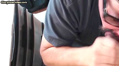Homemade gloryhole DILF sucks cock at home in closeup scene