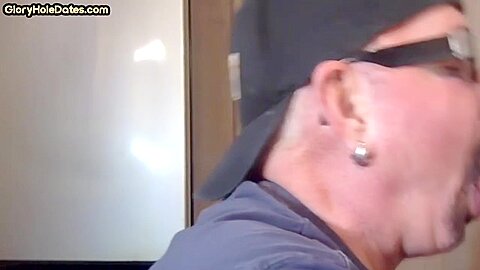 Homemade gloryhole DILF sucks cock at home in closeup scene