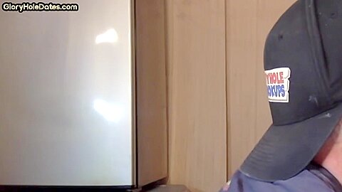 Homemade gloryhole DILF sucks cock at home in closeup scene