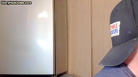 Homemade gloryhole DILF sucks cock at home in closeup scene