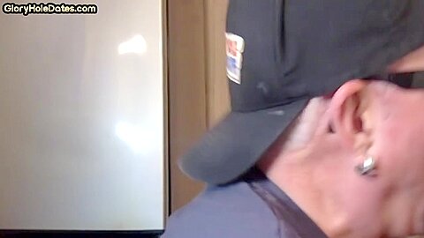 Homemade gloryhole DILF sucks cock at home in closeup scene