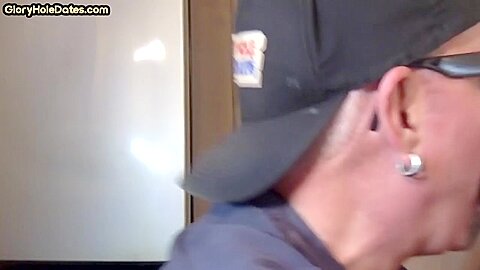 Homemade gloryhole DILF sucks cock at home in closeup scene