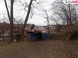 Horny Babe Gets A Hard Fuck Near The Footpath
