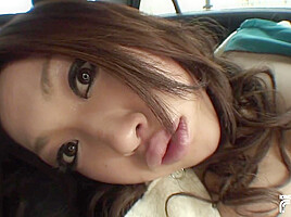 Horny Japanese Babe Masturbates In The Car Before Sucking A Big Cock