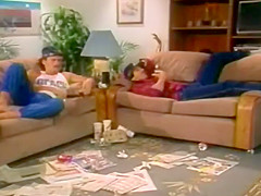 Horny Retro Babes Making Love On Couch