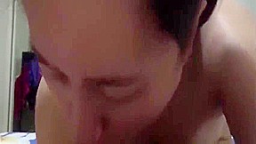 Horny asian milf sucks and fucks