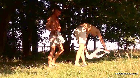 Horny college buff jocks wild outdoor gay anal fucking