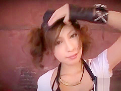 Horny japanese slut wears mesh