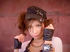 Horny japanese slut wears mesh