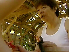 Hot Asian babe bound and screwed outdoors