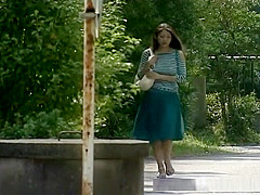 Hot Asian babe bound and screwed outdoors