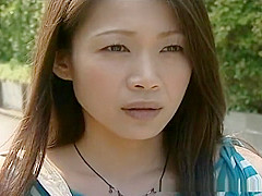 Hot Asian babe bound and screwed outdoors