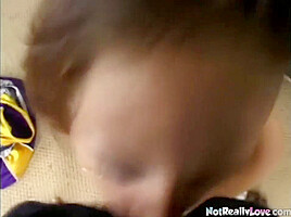 Hot Brunette Casting Blowjob and Cumming