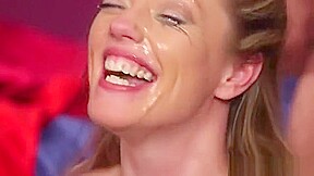 Hot Looker Gets Cumshot On Her Face Gulping All The Jizz