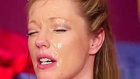 Hot Looker Gets Cumshot On Her Face Gulping All The Jizz
