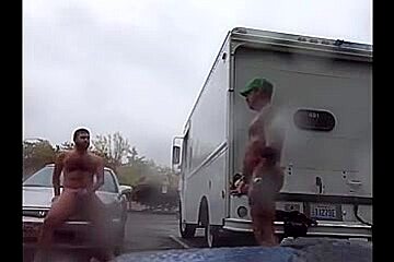 Hot Public Jerking On A Rainy Day