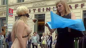 Hot ass busty blonde group fuck in public