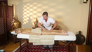 Hot blonde oily massage