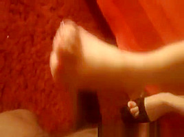 Hot footjob with high heels 