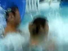 Hot girls Mai Sakurai and Rara Motofuji in bikini playing at the pool