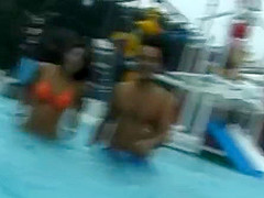 Hot girls Mai Sakurai and Rara Motofuji in bikini playing at the pool