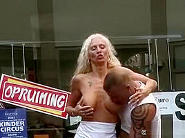 Hot sex in front of a store