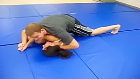 Hot woman is dominated by fat man Mixed wrestling