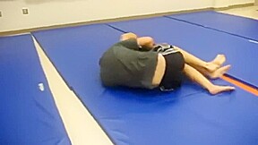 Hot woman is dominated by fat man Mixed wrestling