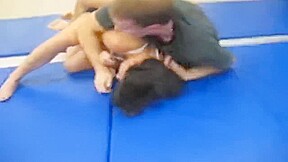 Hot woman is dominated by fat man Mixed wrestling
