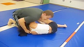 Hot woman is dominated by fat man Mixed wrestling
