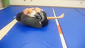 Hot woman is dominated by fat man Mixed wrestling