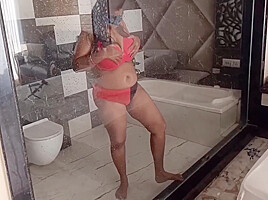 Indian Stepmom Horny In Bathroom