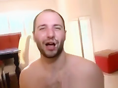 Interracial black hunk gives white guy cum facial