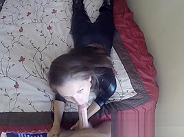 Irresistable succubus lures you in with a blowjob and handjo