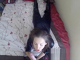Irresistable succubus lures you in with a blowjob and handjo