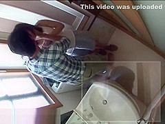 Japanese asian wife cheating when husband shower part1