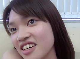 Japanese babe strokes vag