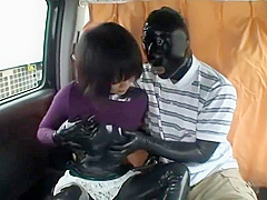Japanese lady fucking in latex