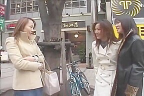 Japanese lesbians kissing on the street then in a hotel room