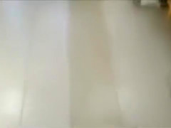Jerking off to a blonde chick in shiny pants