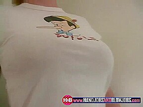 Kelsey sucks POV cock with her big tits out