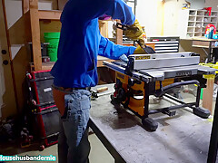 Knife Maker Exposes His Plugged Ass While Working In The Workshop
