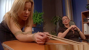 LEZDOM domina makes sub boot worship then spanks her